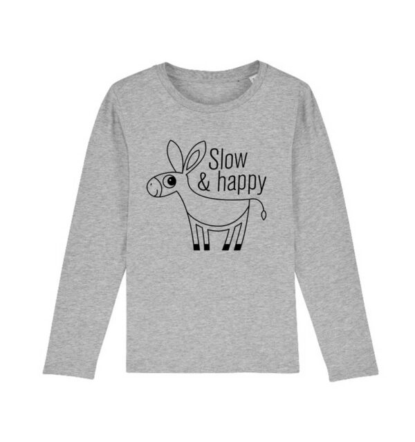 T-shirt bambini manica lunga "Slow And Happy" Grigio Melange