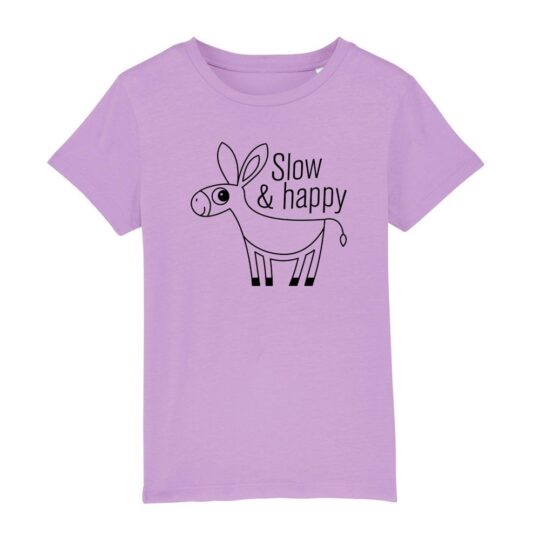 T-shirt bambini manica corta "Slow And Happy" lavanda